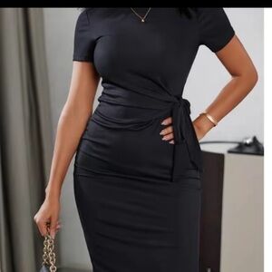 Yozy Casual Minimalist Bow Decor Dress